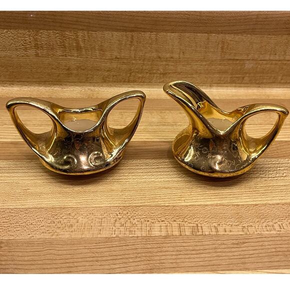 Pearl China Co Creamer Sugar Bowl 22KT Gold Trim Hand Decorated Set - Picture 2 of 11